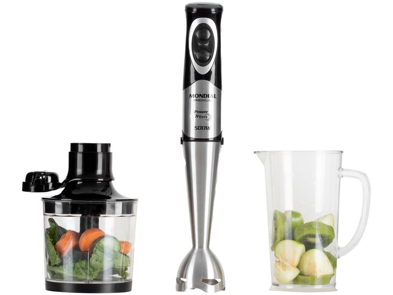 Mixer 2 em 1 Mondial 500W Preto e Prata Power Mixer Premium M-07 2 Velocidades Mixer 2 em 1 Mondial 500W Preto e Prata Power Mixer Premium M-07 2 Velocidades