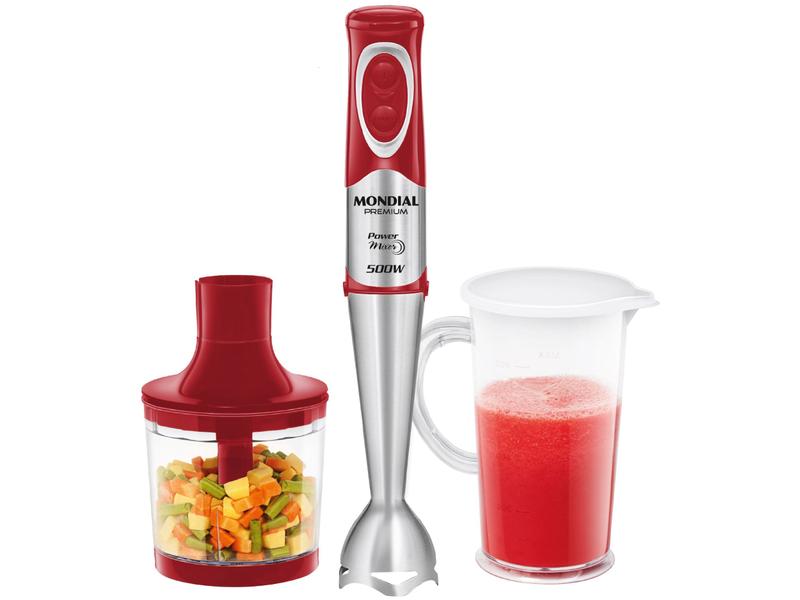 Mixer 2 em 1 Mondial 500W Vermelho e Inox - M-10 2 Velocidades Mixer 2 em 1 Mondial 500W Vermelho e Inox - M-10 2 Velocidades