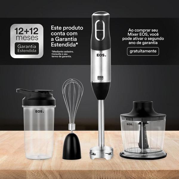 Imagem de Mixer 3 Em 1 EOS EMX02 2 Velocidades 600W Inox com Preto 110V