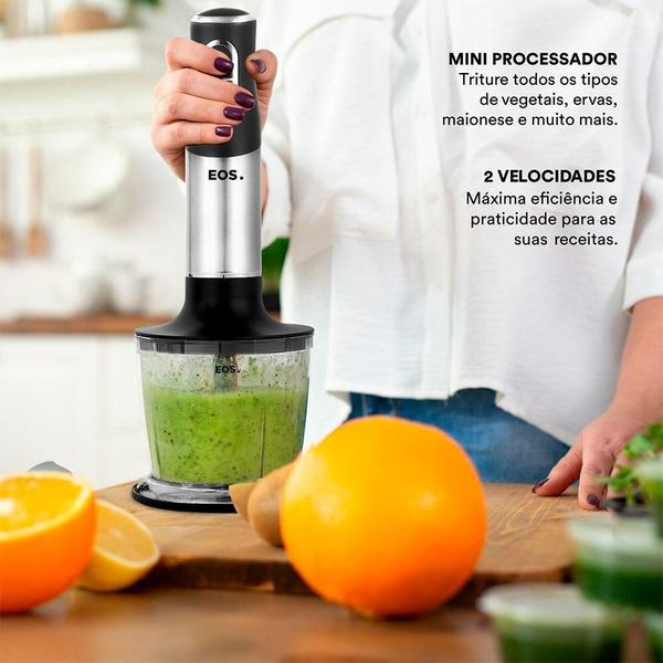 Imagem de Mixer 3 Em 1 EOS EMX02 2 Velocidades 600W  Inox com Preto 220V