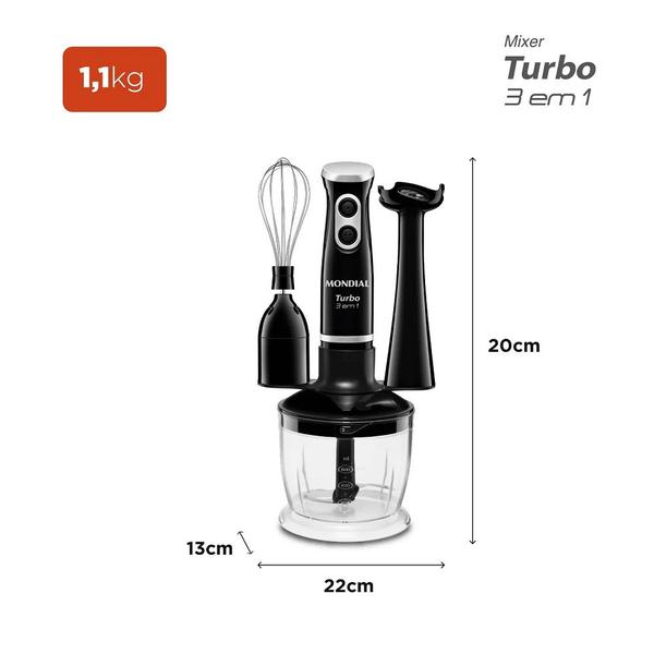 Imagem de Mixer 350W Turbo 3 em 1 M-14 220V, Preto, MONDIAL  MONDIAL