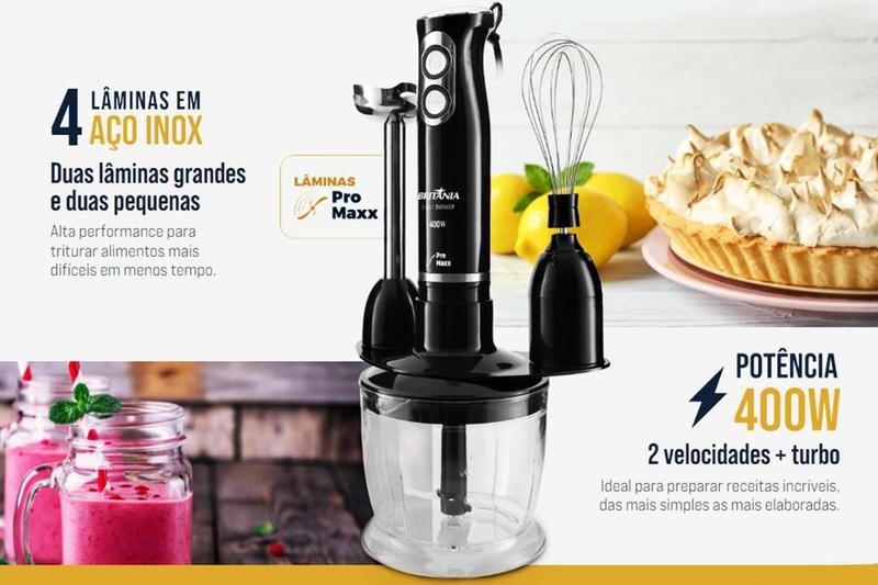 Imagem de Mixer Britânia Bmx400P 3 Em 1 400W Preto 127V