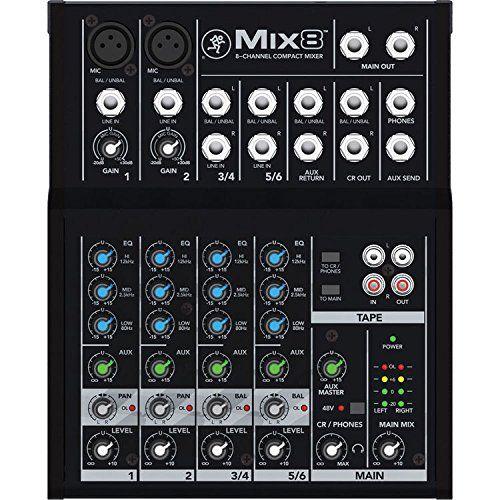 Imagem de Mixer compacto Mackie Mix8 de 8 canais com 2 pré-amplificadores de microfone