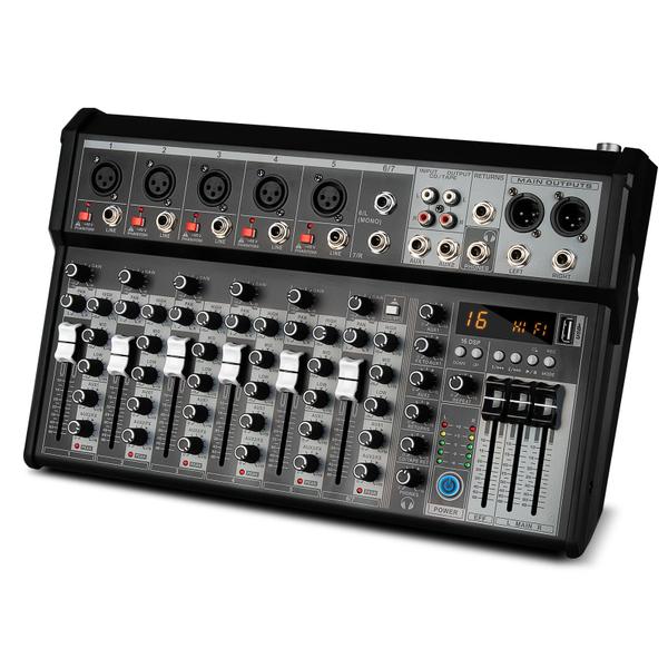 Mixer de áudio Depusheng XT7 de 7 canais com Bluetooth +48V