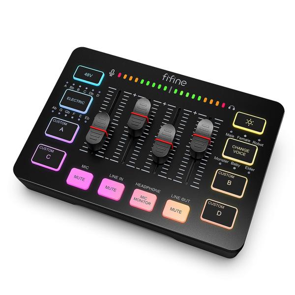 Imagem de Mixer de áudio para jogos FIFINE SC3 com interface de microfone XLR RGB