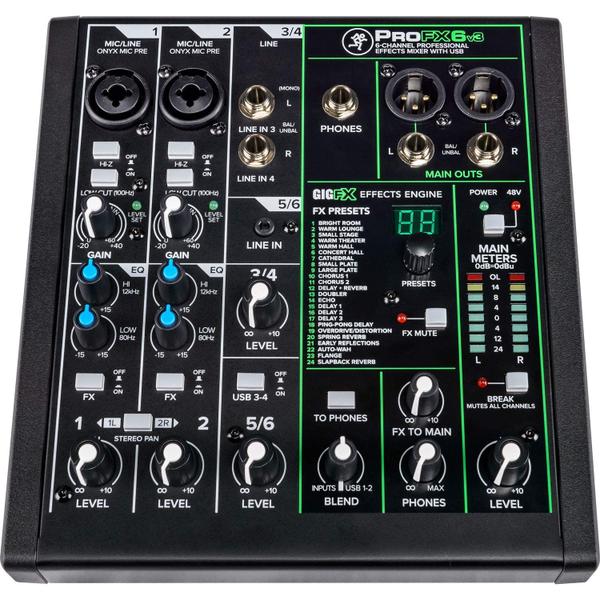 Imagem de Mixer Mackie PROFX6v3 de 6 canais com USB e efeitos