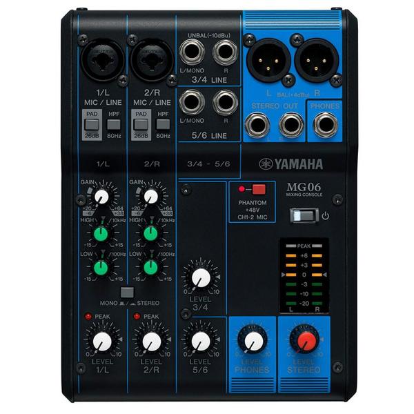 Imagem de Mixer Mesa de Som Yamaha MG06 com 6 Canais e Phantom Power Mesinha Portátil de Áudio