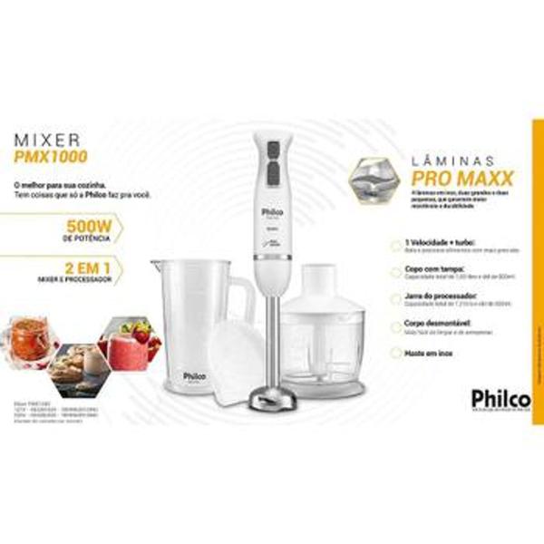 Imagem de Mixer Philco PMX1000 2 em 1, 500W, Copo de 950ml, 127V, Branco - 53201029