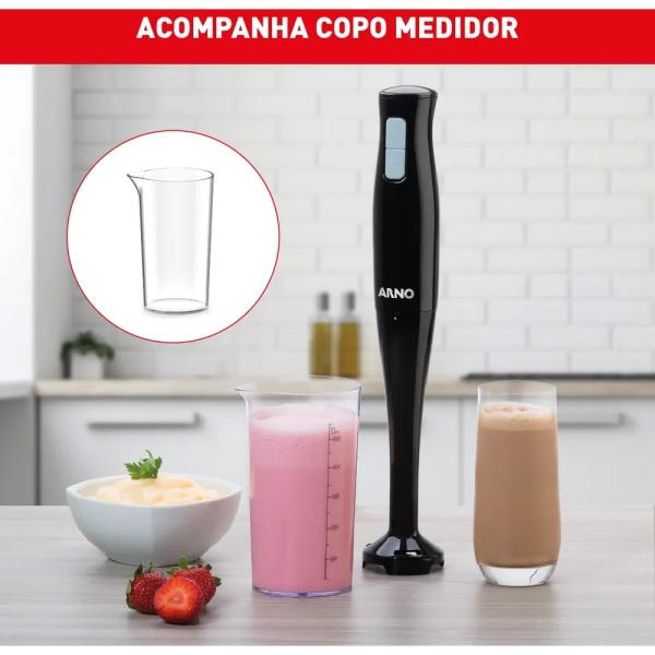 Imagem de Mixer Portátil Arno TurboMix Duo 200W MX21 Lâmina Aço Inoxidável Copo 500ml Preto