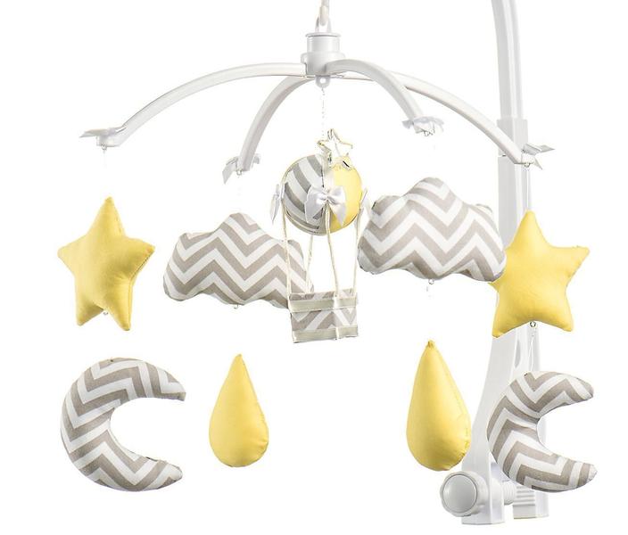 Móbile Berço Bebê Musical E Giratório Nuvens E Balão Amarelo - Sleepbaby Imagem de Móbile Berço Bebê Musical E Giratório Nuvens E Balão Amarelo