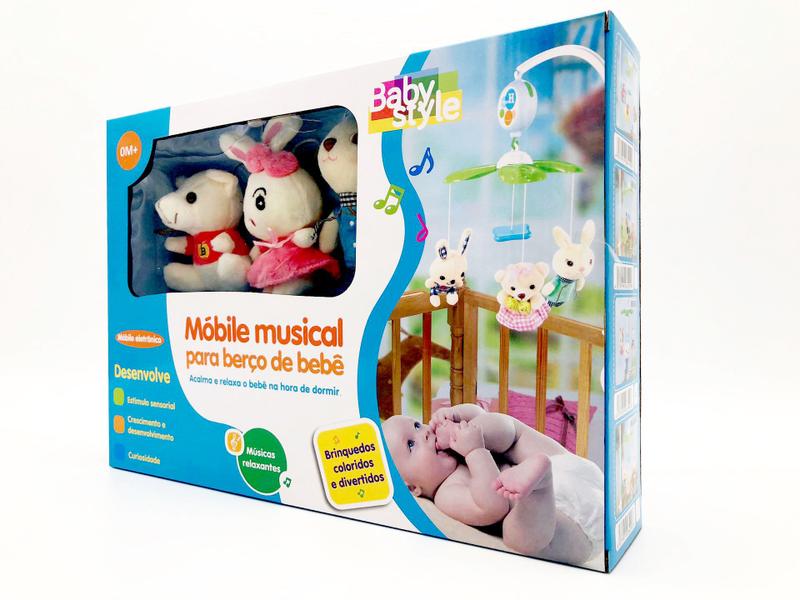 Mobile Musical Eletronico Giratório Pelúcia Bebê Berço - Tapuzim Imagem de Mobile Musical Eletronico Giratório Pelúcia Bebê Berço