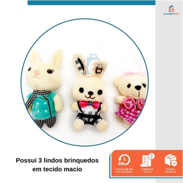 Imagem de Mobile Musical Eletrônico Plush Berço Carrinho Brinquedo Infantil Ursinhos