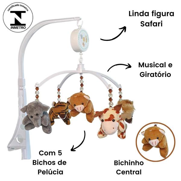 Imagem de Mobile Para Berço De Bebe Musical E Giratório Safari Marrom