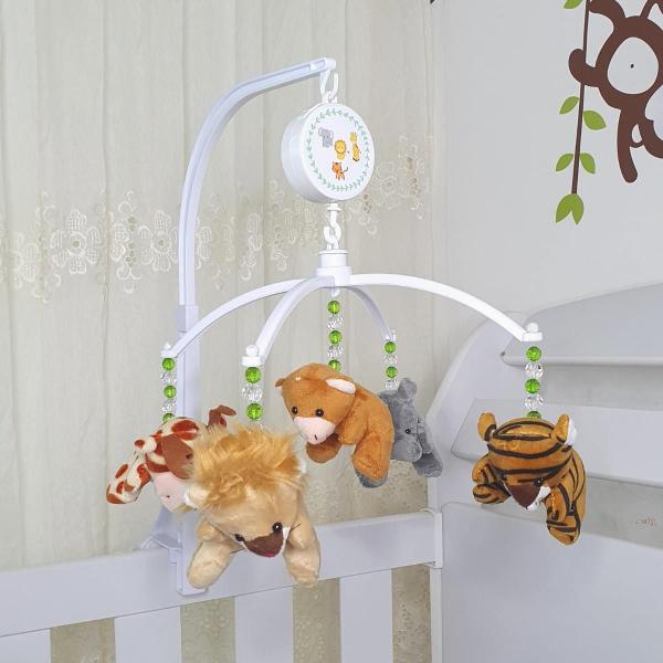Mobile Para Berço De Bebe Musical Giratório Safari Verde - Erich Baby Imagem de Mobile Para Berço De Bebe Musical Giratório Safari Verde