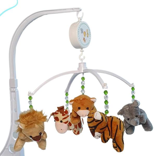 Mobile Para Berço De Bebe Musical Giratório Safari Verde - Erich Baby Imagem de Mobile Para Berço De Bebe Musical Giratório Safari Verde