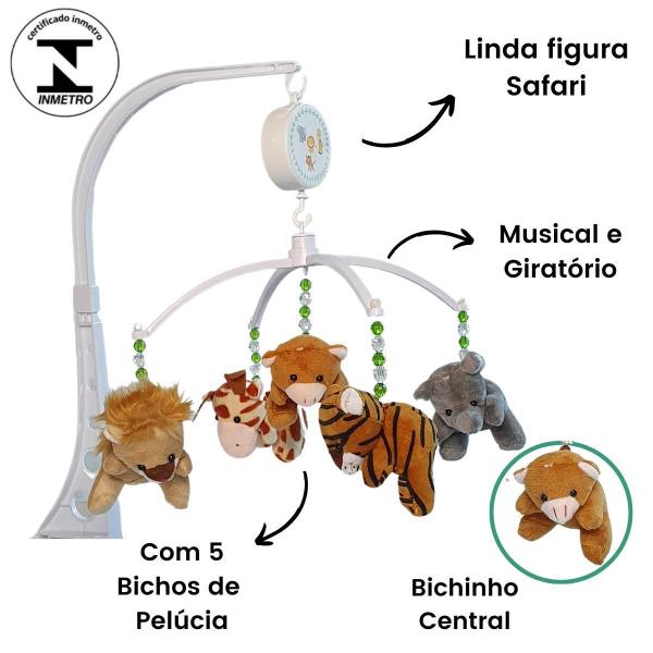 Mobile Para Berço De Bebe Musical Giratório Safari Verde - Erich Baby Imagem de Mobile Para Berço De Bebe Musical Giratório Safari Verde