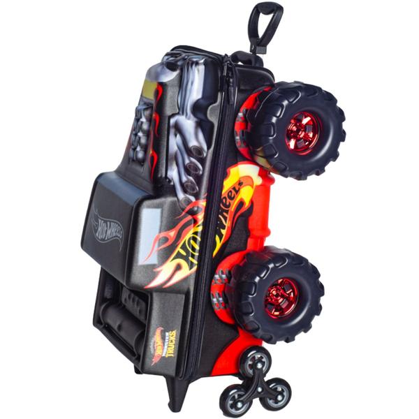 Imagem de Mochila 3 Rodas Escolar Passeio Bone Monster Trucks Hot Wheels Infantil - Maxtoy