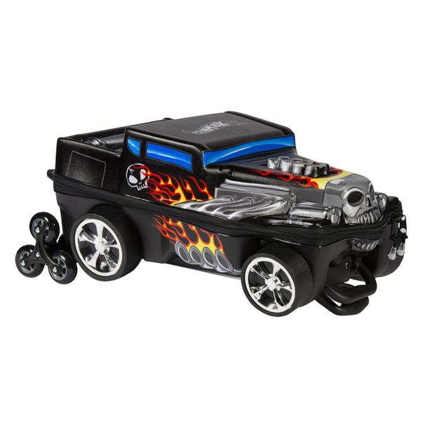 Imagem de Mochila 3D de Rodinhas Infantil - Hot Wheels - Bone Shaker - Preto - Maxtoy