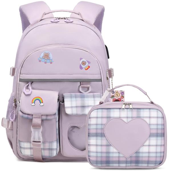 Imagem de Mochila ACESAK para meninas, crianças, adolescentes, mulheres, casuais, viagens, roxa