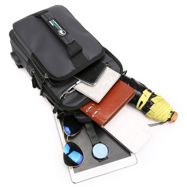 Mochila Bag Bolsa Masculina Transversal Ombro Pochete Usb - Bela Import Imagem de Mochila Bag Bolsa Masculina Transversal Ombro Pochete Usb