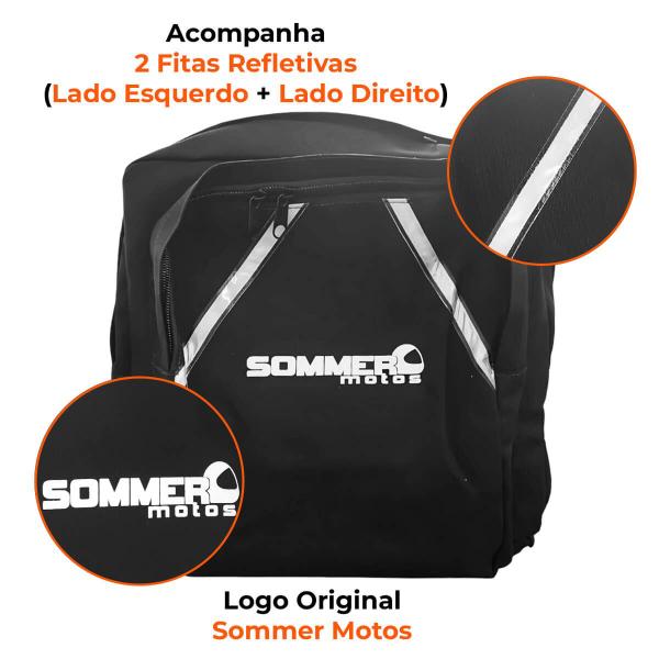 Imagem de Mochila Bag Motoboy Lona Preta C/ Fita Refletiva Tamanho G Sommer