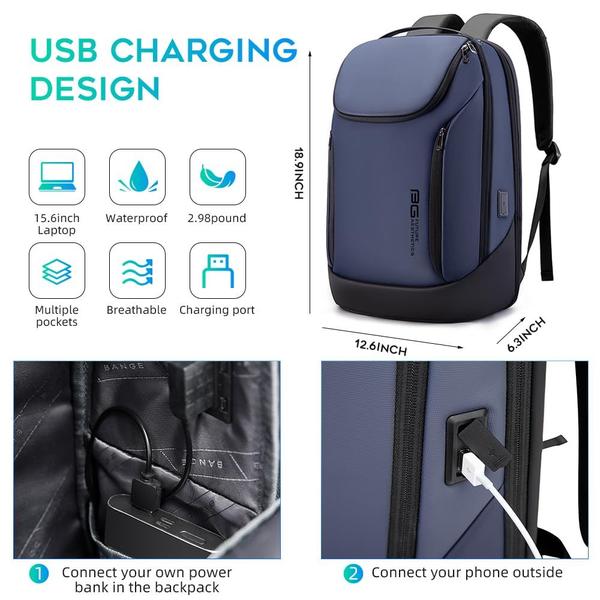 Imagem de Mochila BANGE Business Smart Waterproof para laptop de 15,6"