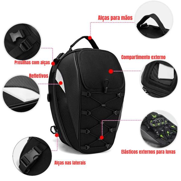 Imagem de Mochila Baú para motos universal cabe capacete super top