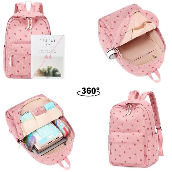 Imagem de Mochila Bluboon School Girls Corduroy Bookbag 14 polegadas para laptop