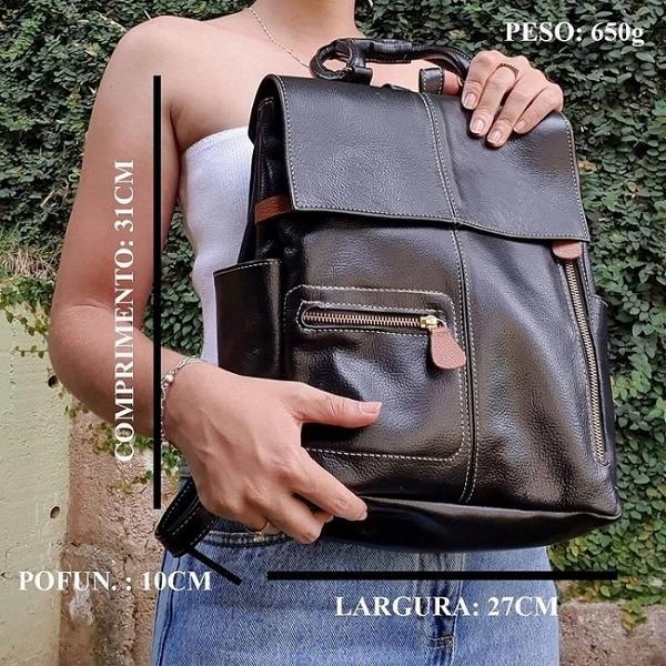 Mochila Bolsa Blogueira Feminina De Couro Com Alça De Mão (T - Marcati Couros Imagem de Mochila Bolsa Blogueira Feminina De Couro Com Alça De Mão (T
