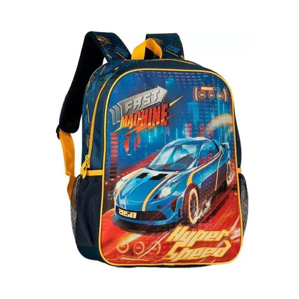 Imagem de Mochila Bolsa Costas Infantil Escolar Carrinho Fast Machine Irado - Alta Qualidade - Clio