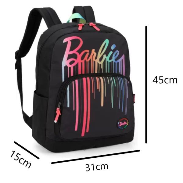 Imagem de Mochila Bolsa de Costas Barbie Preto Filme Juvenil Meninas