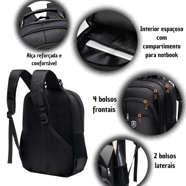 Imagem de Mochila Bolsa De Costas Masculina Reforcada Notebook C/ Cabo De Aço Top