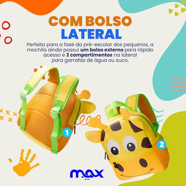 Imagem de Mochila Bolsa de Ombro Infantil em Neoprene - Bebe, Creche, Animais, Zoo, Escolar