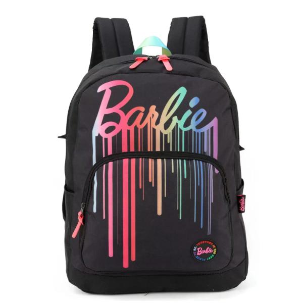 Imagem de Mochila Bolsa Escola Juvenil Barbie Charmosa Menina Preto