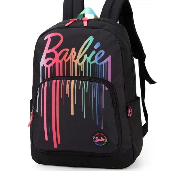 Imagem de Mochila Bolsa Escolar Barbie Juvenil Meninas De Costas Preto