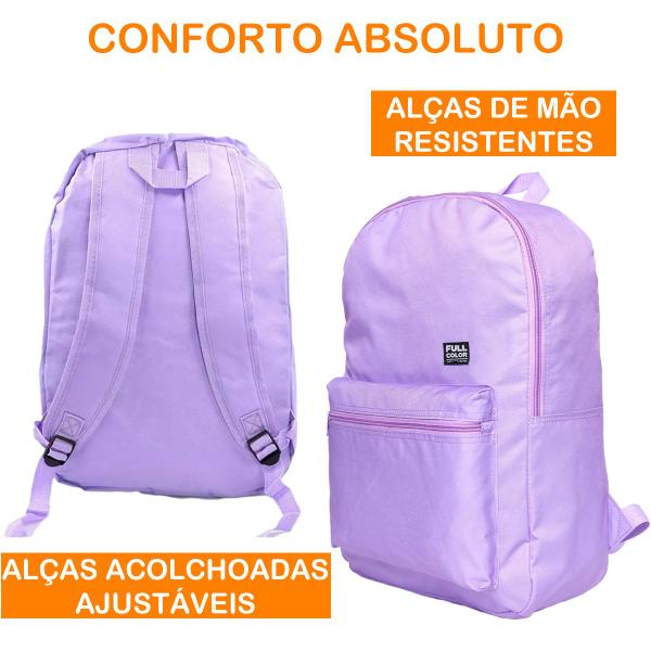 Imagem de Mochila Bolsa Escolar Faculdade Casual Juvenil Espaçosa Colors