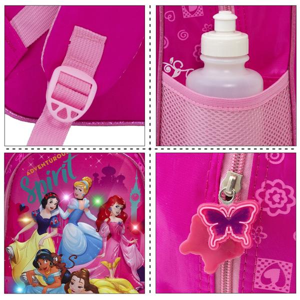 Imagem de Mochila Bolsa Escolar Feminina Princesas Costas Led