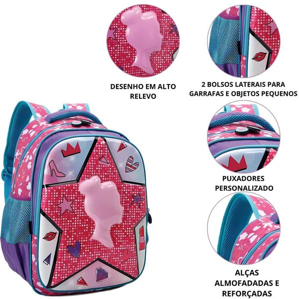 Imagem de Mochila Bolsa Infantil Meninas 3d Alto Relevo Grande