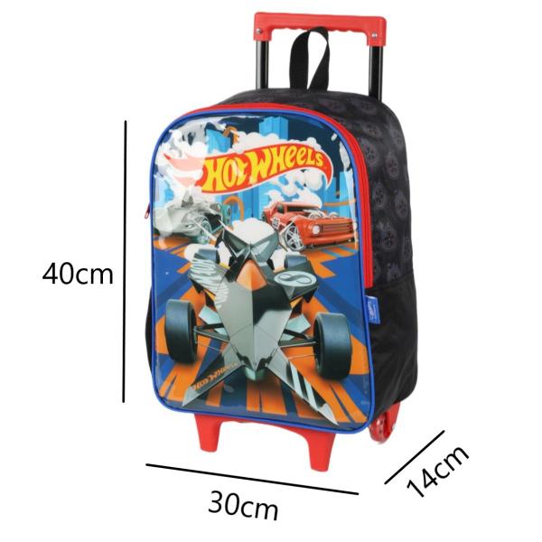 Imagem de Mochila Bolsa Infantil Preto Escolar Hot Wheels e Lancheira