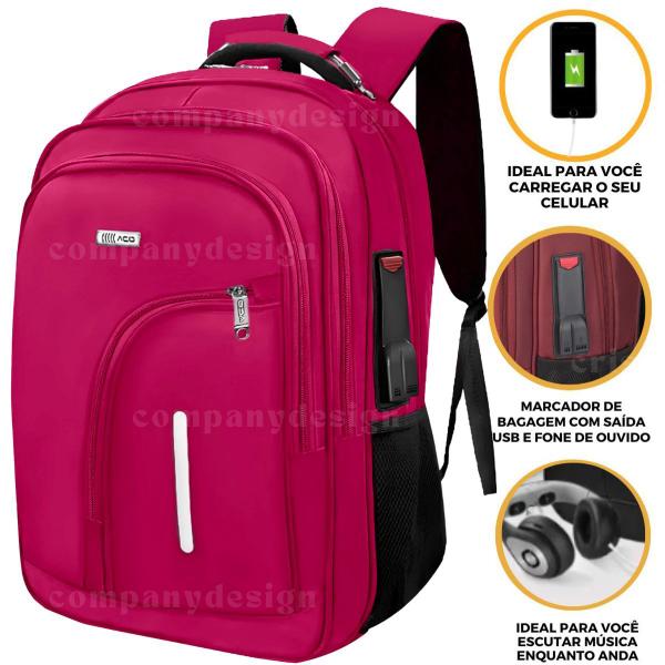 Imagem de Mochila Bolsa Masculina Feminina Antifurto Com Marcador de Bagagem e Cabo de Aço Reforçada Resistente Trabalho Escolar Faculdade Dia a DIa