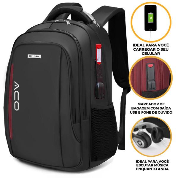 Imagem de Mochila Bolsa Masculina Feminina Notebook Anti Furto Resistente A Agua Reforçada USB