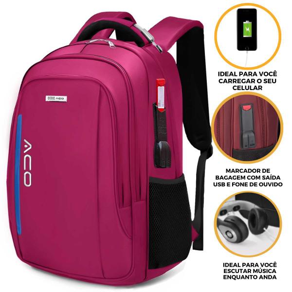 Imagem de Mochila Bolsa Masculina Feminina Notebook Anti Furto Resistente A Agua Reforçada USB