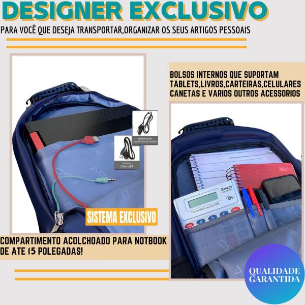 Imagem de Mochila Bolsa Masculina Feminina Notebook Anti Furto Resistente A Agua Reforçada USB