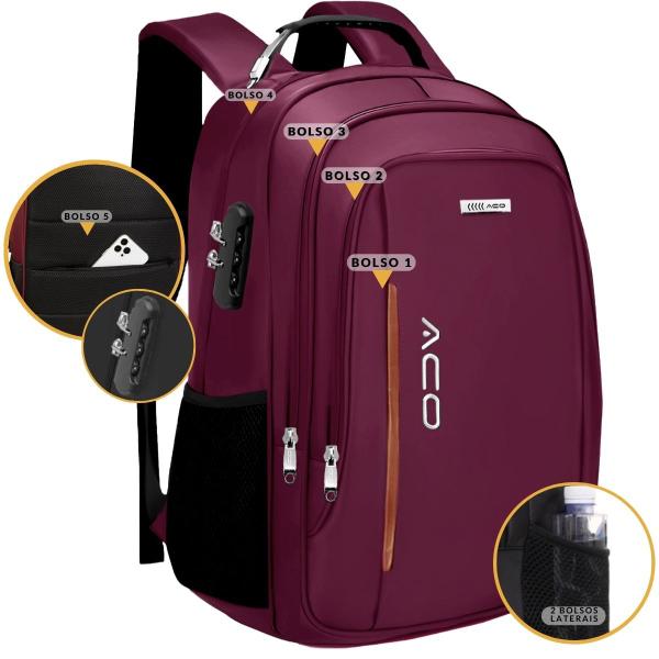 Imagem de Mochila Bolsa Masculina Feminina Notebook Anti Furto Resistente A Agua Reforçada USB