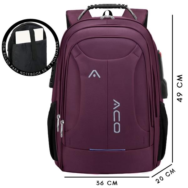 Imagem de Mochila Bolsa Masculina Feminina Notebook Anti Furto Resistente A Agua Reforçada USB Viagem Escolar Faculdade Trabalho Dia a Dia