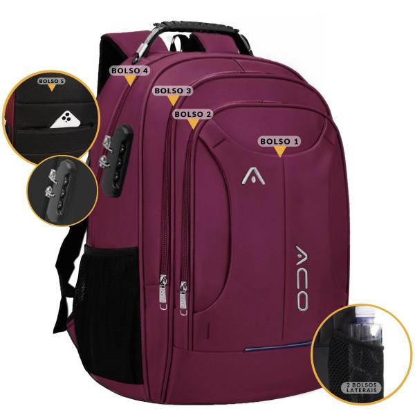 Imagem de Mochila Bolsa Masculina Feminina Notebook Anti Furto Resistente A Agua Reforçada USB Viagem Escolar Faculdade Trabalho Dia a Dia