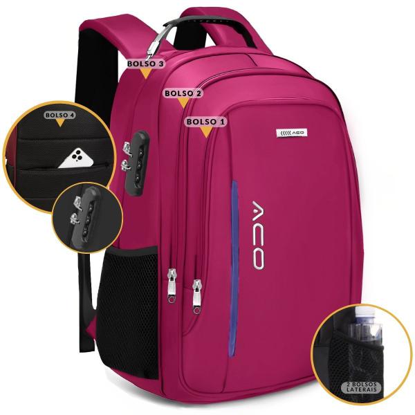 Imagem de Mochila Bolsa Masculina Feminina Notebook Antifurto Reforçada Semi Impermeável Escolar Faculdade Trabalho Viagem Resistente Executiva Saída Usb 