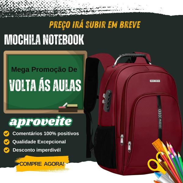 Imagem de Mochila Bolsa Masculina Feminina Notebook Escolar Faculdade Viagem Dia a Dia Antifurto Resistente A Agua Reforçada USB