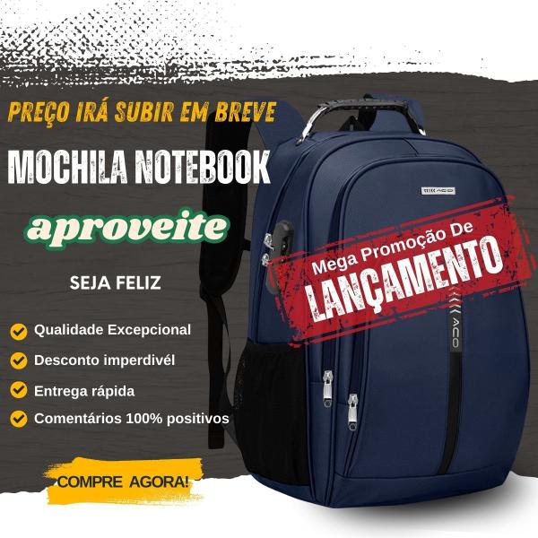 Imagem de Mochila Bolsa Masculina Feminina Notebook Escolar Faculdade Viagem Dia a Dia Antifurto Resistente A Agua Reforçada USB