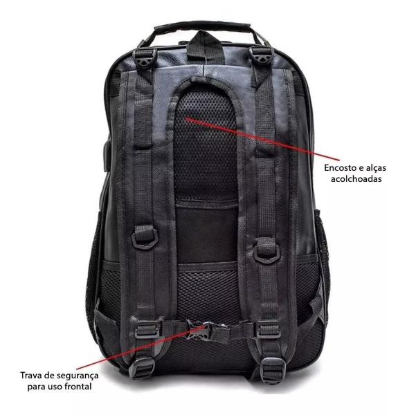 Imagem de Mochila bolsa masculina impermeável material sintético ecológico notebook reforçada resistente viagem executiva antifurto grande top 5 compartimentos